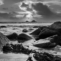 Buy canvas prints of The Brisons rocks near Cape Cornwall at sunset by Chris Warham