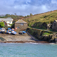 Buy canvas prints of Mullion Cove slipway, lockers and harbour after a storm by Chris Warham