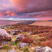 Buy canvas prints of Sunset and dramatic sky over Stanage Edge - Peak District  by Chris Warham