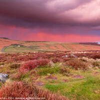 Buy canvas prints of Hailstorm over Stamage Edge in the Peak District at sunset by Chris Warham