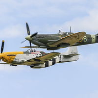 Buy canvas prints of  Spitfire and Mustang - Brothers in arms in WW2 by Chris Warham