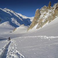 Buy canvas prints of  Alpine glacier walking on the Col du Midi glacier by Chris Warham
