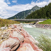 Buy canvas prints of Fast flowing River Arve near Chamonix in the Frenc by Chris Warham
