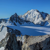 Buy canvas prints of AIguille du Tour summit panorama  by Chris Warham