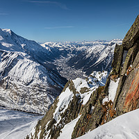 Buy canvas prints of Chamonix Mont Blanc from the flank of Aiguille Ver by Chris Warham