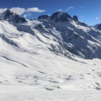Buy canvas prints of Mont Blanc panorama - Chamonix valley by Chris Warham