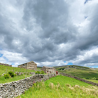 Buy canvas prints of Swaledale Barns and cloudscape by Chris Warham