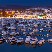 Buy canvas prints of Vilamoura Algarve Marina - blue hour by Chris Warham