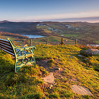 Buy canvas prints of Teggs Nose Macclesfield - seat and view over Langl by Chris Warham