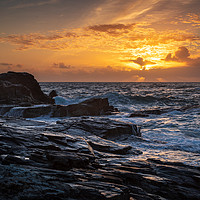 Buy canvas prints of Godrevy sunset - Cornwall by Chris Warham