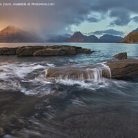 Buy canvas prints of Stormy Sunset on the Cuillin by John Ellis