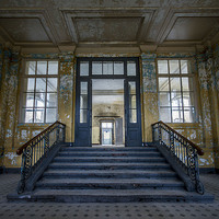 Buy canvas prints of  Beelitz Heilstatten - Staircase by Dale Hamilton