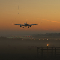 Buy canvas prints of A330 Dawn Arrival at London Gatwick by Philip Royal
