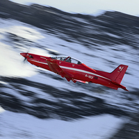 Buy canvas prints of Red Rush in the Snow - Axalp Swiss AF PC21 Display by Philip Royal