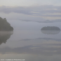 Buy canvas prints of Islands in the Mist, Derwentwater, Lake District by Philip Royal