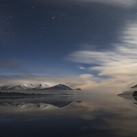 Buy canvas prints of Snow Night Mist, Skiddaw, Lake District (portrait) by Philip Royal