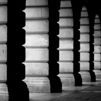 Buy canvas prints of Columns in shadow by PETER MARSH