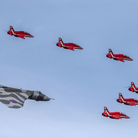 Buy canvas prints of Vulcan Reds Flypast RIAT 2015 Saturday by martin davenport
