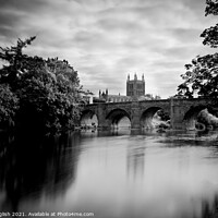 Buy canvas prints of Hereford Cathderal from the river bank by john english