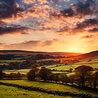 Buy canvas prints of Orange Sky Over The Yorkshire Dales by Adam Kelly