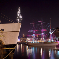 Buy canvas prints of  Bristol Harbourside Ships at Night by Gary Morris