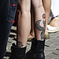 Buy canvas prints of  Legs with boots and tattoo by Jose Manuel Espigares Garc