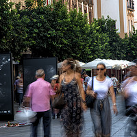 Buy canvas prints of People walking in the district of Triana by Jose Manuel Espigares Garc