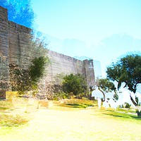 Buy canvas prints of These are the walls of the castle of Sohail. There by Jose Manuel Espigares Garc