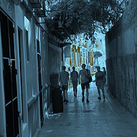 Buy canvas prints of Narrow street in infrared by Jose Manuel Espigares Garc