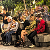 Buy canvas prints of People sitting and relaxing in the evening by Jose Manuel Espigares Garc