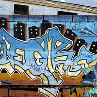 Buy canvas prints of This is a graffiti painted on a wall in one of the by Jose Manuel Espigares Garc