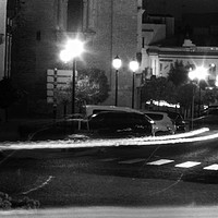 Buy canvas prints of Night photography. Traffic in Carmona at light. by Jose Manuel Espigares Garc