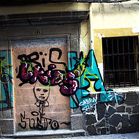 Buy canvas prints of These are graffiti painted on the walls of the his by Jose Manuel Espigares Garc