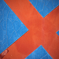 Buy canvas prints of Abstraction of a red cross on a blu background by Jose Manuel Espigares Garc