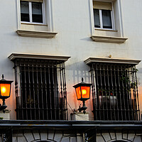 Buy canvas prints of Three lamps by windows in Seville by Jose Manuel Espigares Garc