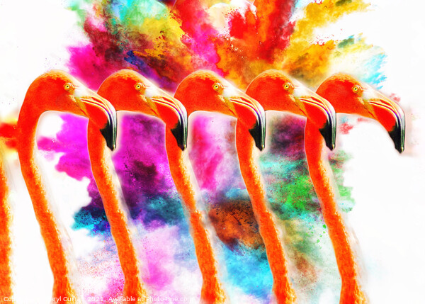 Explosion of Colour Flamingo Army Picture Board by Beryl Curran