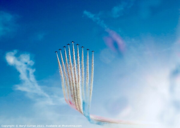 Spectacular Red Arrows Display over Carbis Bay Cor Picture Board by Beryl Curran