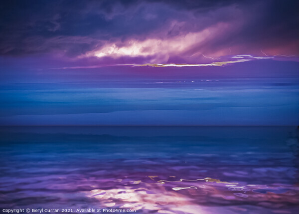 A Moody Purple Seascape Picture Board by Beryl Curran