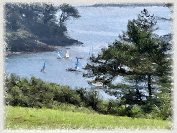 Serene Sailing in Cornish Cove Picture Board by Beryl Curran