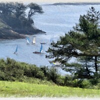 Buy canvas prints of Serene Sailing in Cornish Cove by Beryl Curran