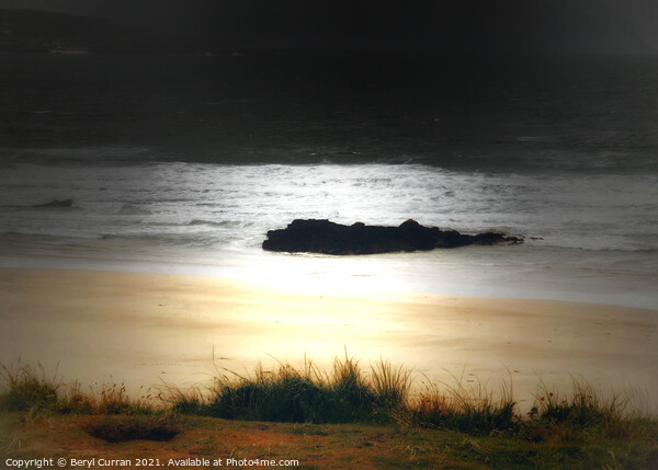 Nighttime at Godrevy Beach  Picture Board by Beryl Curran