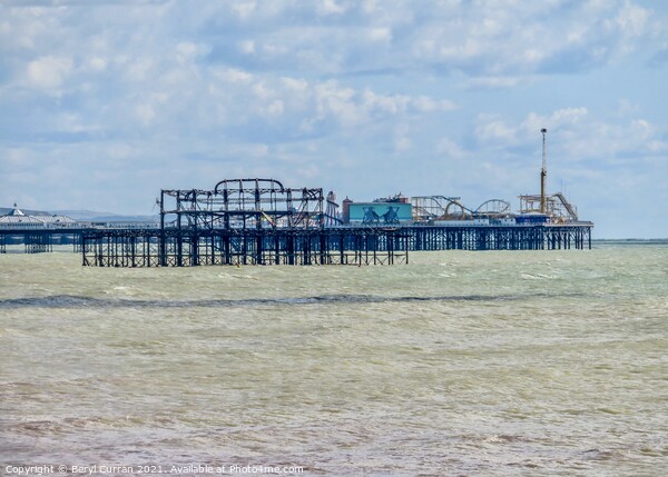 The Two Piers of Brighton. The old and the new. Picture Board by Beryl Curran