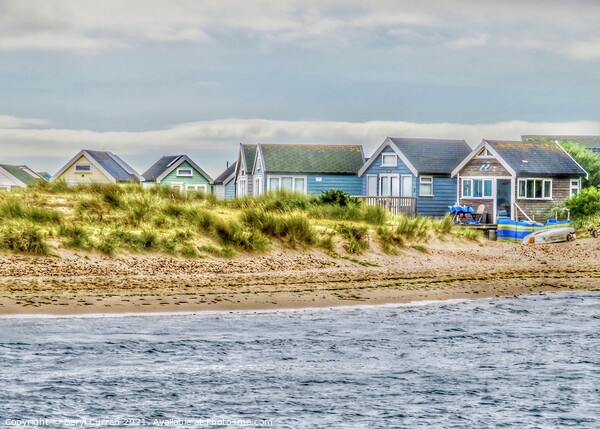 Beach huts on Mudeford Spit Picture Board by Beryl Curran