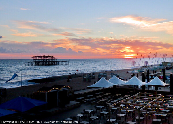Glowing Sunset Over West Pier Picture Board by Beryl Curran
