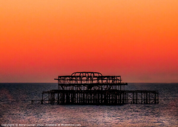 Orange Sunset over the Iconic West Pier Brighton Picture Board by Beryl Curran