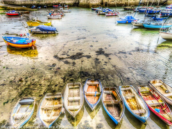 Tranquil Rowboats in Porthleven Harbour Picture Board by Beryl Curran