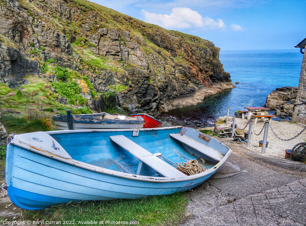 Tranquil Blue Boat at Church Cove Picture Board by Beryl Curran