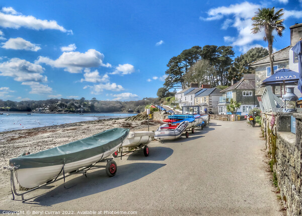 Serene Boating Village in Cornwall Picture Board by Beryl Curran