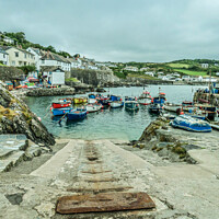 Buy canvas prints of A Colourful Fleet in Coverack by Beryl Curran