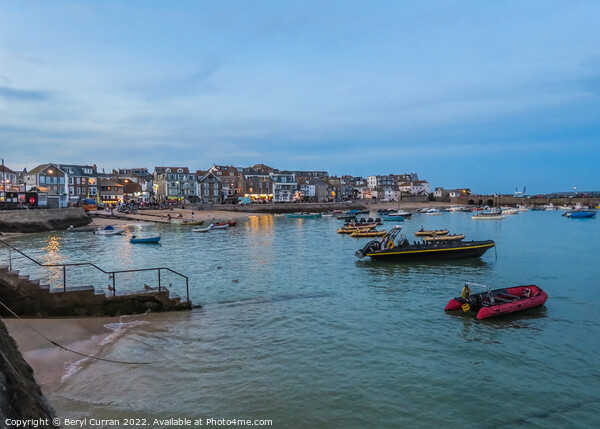 Serene Evening Stroll in St Ives Harbour Picture Board by Beryl Curran